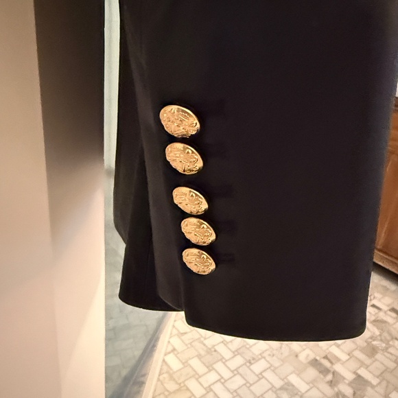 Veronica Beard Navy ‘Vega’ Lamb Leather Blazer with Gold Buttons Sz 2 $1498 Soft - Picture 6 of 11